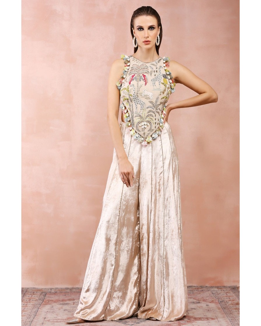 Womens Payal Singhal | Stone Embroidered Blouse With Sharara