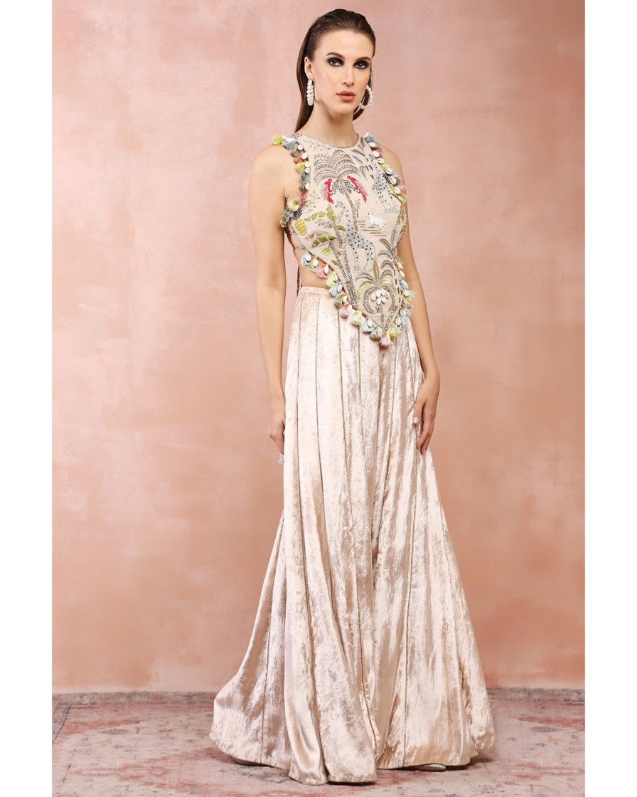 Womens Payal Singhal | Stone Embroidered Blouse With Sharara