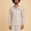 Mens Arjan Dugal | Gray Chanderi Silk Embroidered Kurta Set