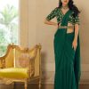 Womens Paulmi u0026 Harsh | Emerald Green Antique Tone Sari Set