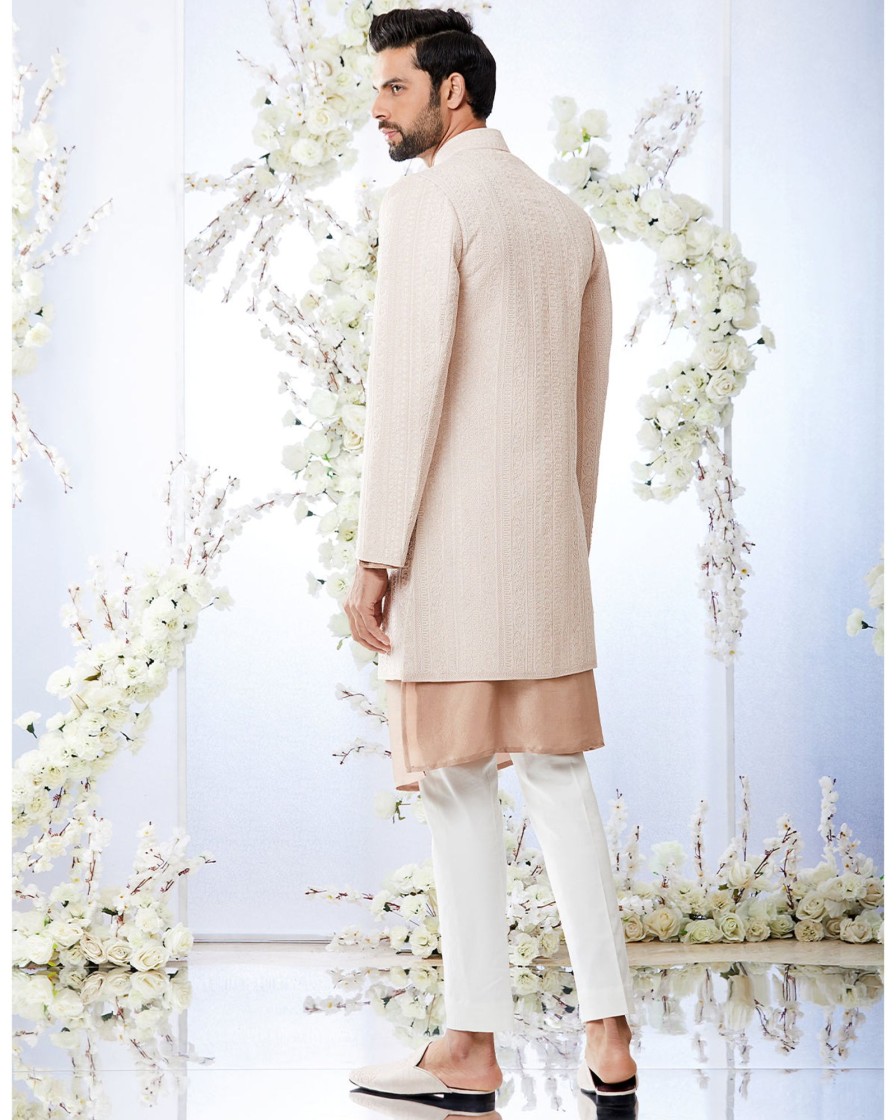 Mens Seema Gujral Mens | Short Salmon Sherwani Set