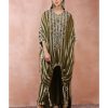 Womens Payal Singhal | Olive Embroidered High Low Kaftan With Jogger Pant