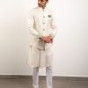 Mens Arjan Dugal | Off-White Satin Silk Kurta Set