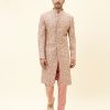 Mens SVA Menswear | Old Rose Self Embroidered Sherwani With Pants