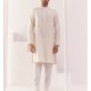 Mens Devnaagri Mens | Ivory Self Embroidered Chanderi Kurta Set