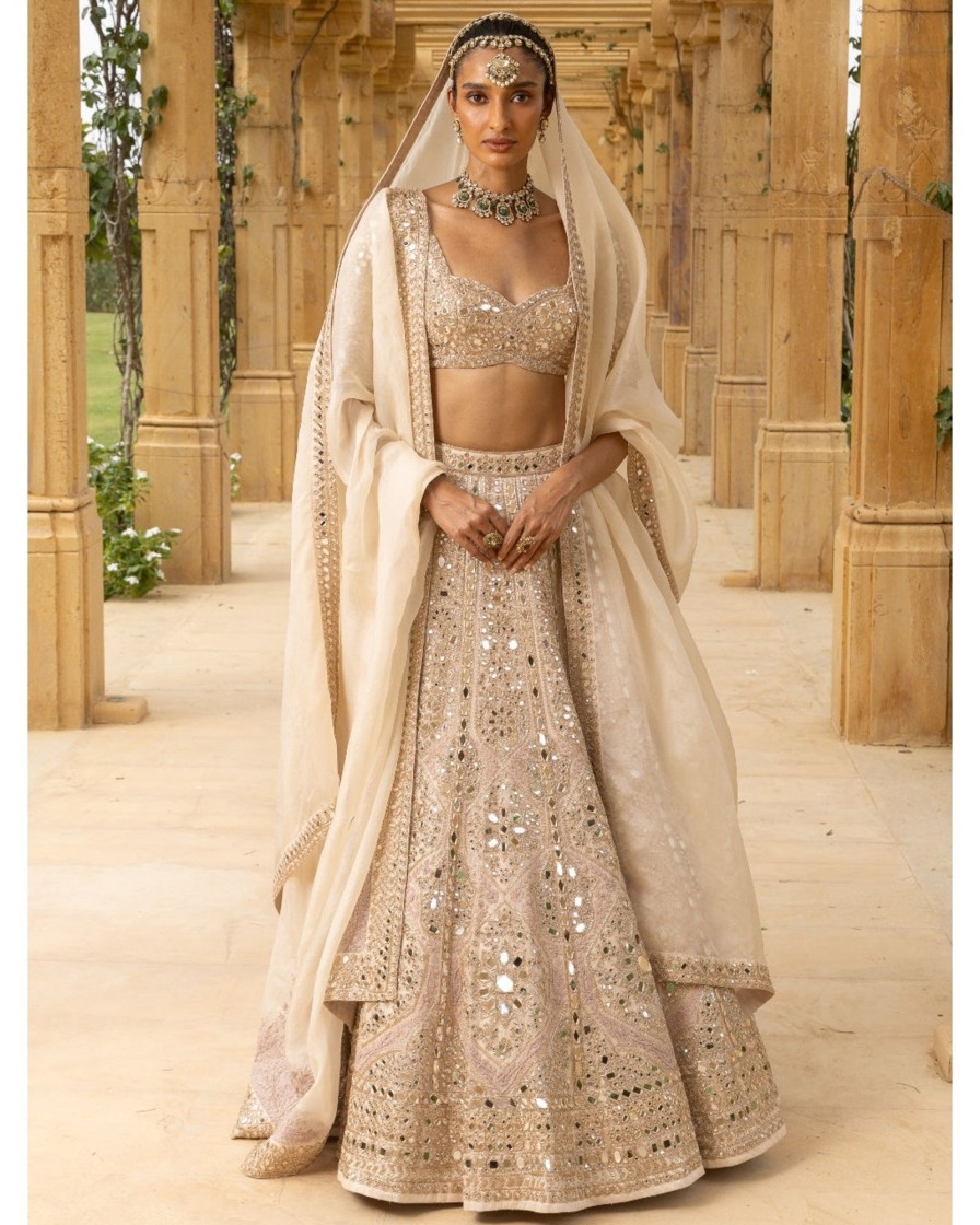 Bridal Arpita Mehta | Rose Gold Coconut Embroidered Lehenga Set