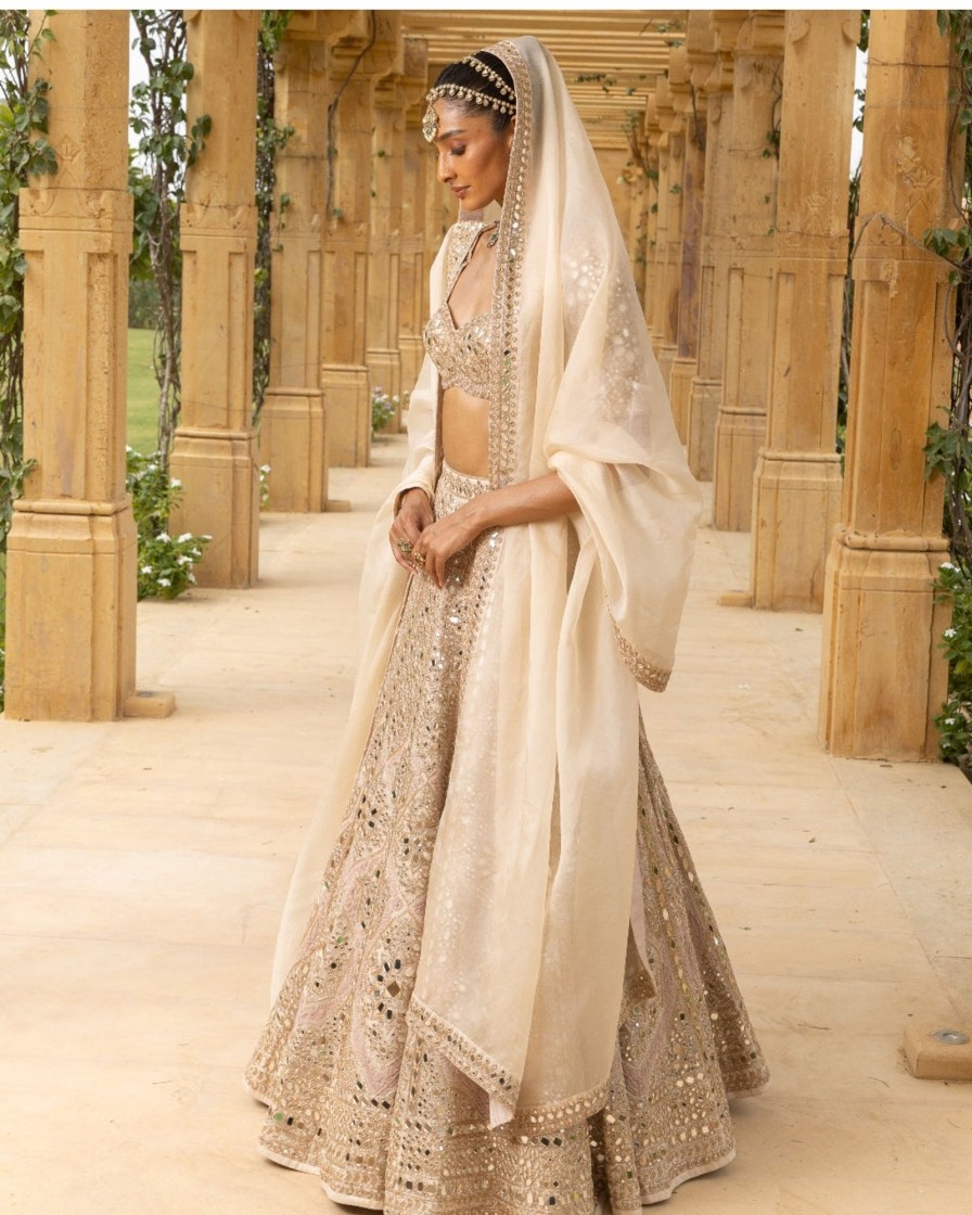 Bridal Arpita Mehta | Rose Gold Coconut Embroidered Lehenga Set