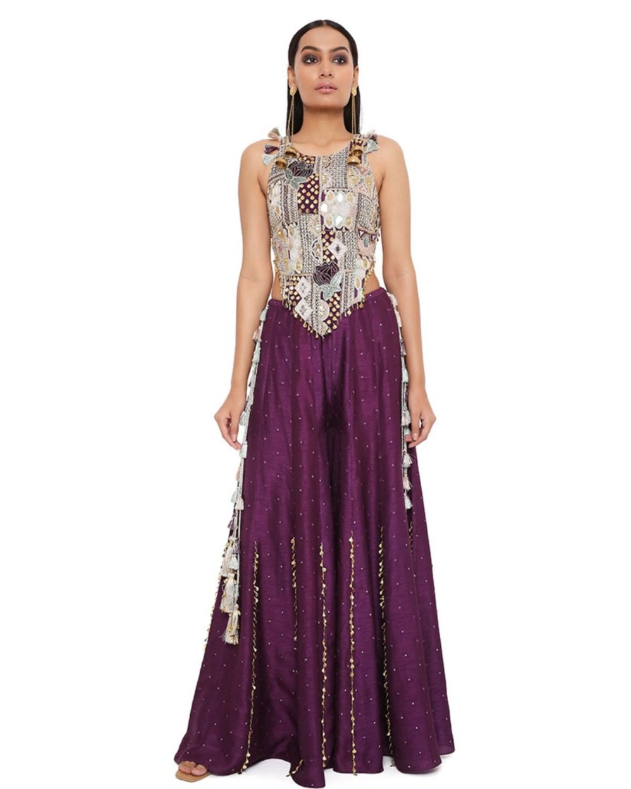 Womens Payal Singhal | Purple Georgette Sharara Set