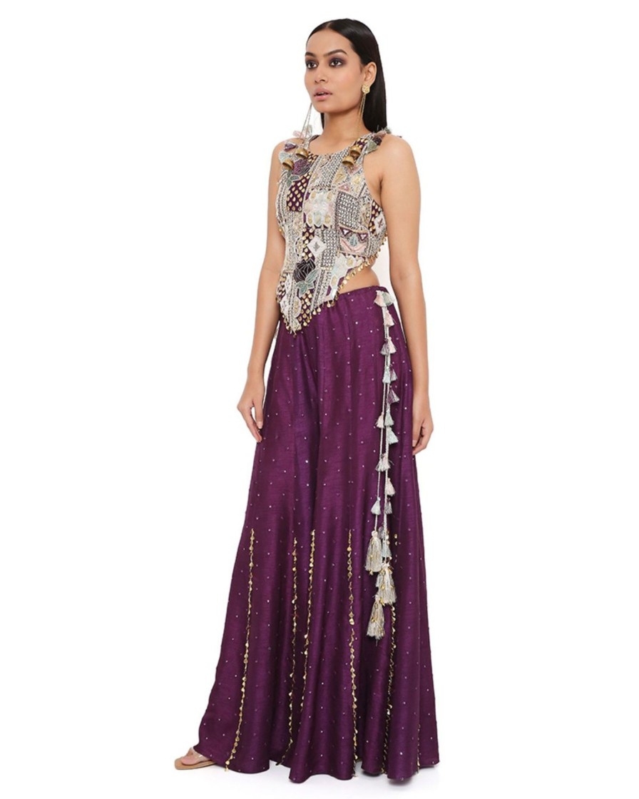 Womens Payal Singhal | Purple Georgette Sharara Set