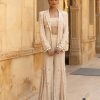 Womens Arpita Mehta | Vanilla Embroidered Jacket Sharara Set