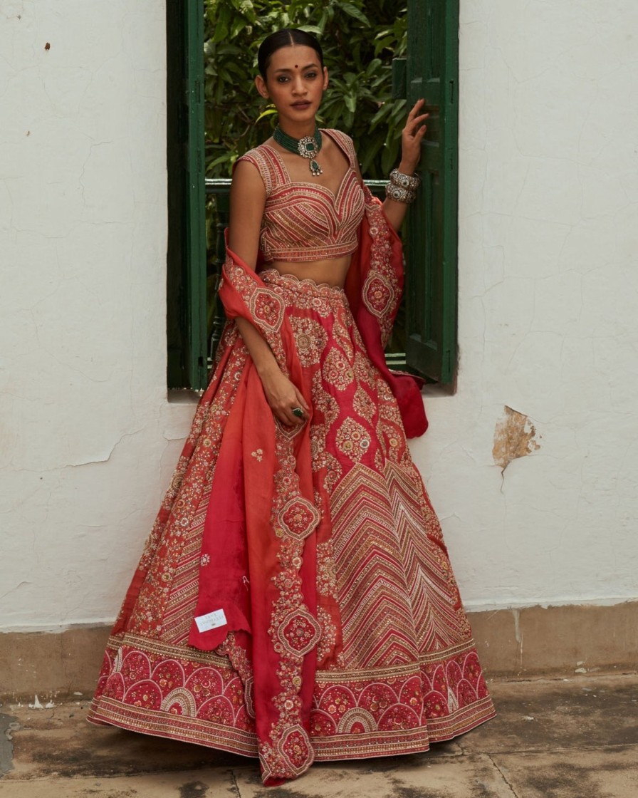 Bridal Petticoat Lane | Red Dori Embroidered Lehenga Set