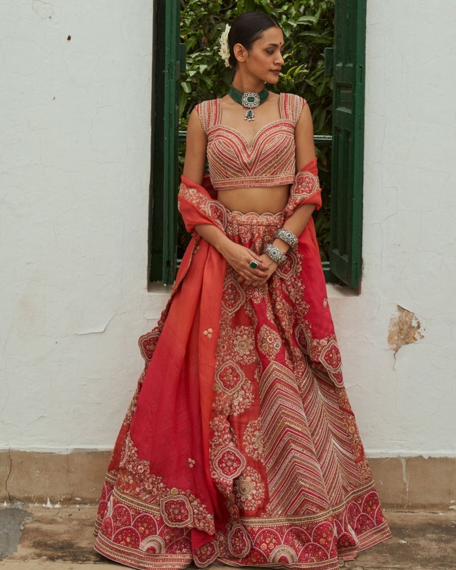 Bridal Petticoat Lane | Red Dori Embroidered Lehenga Set