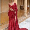 Womens Arpita Mehta | Red Sequins Embroidered Sari Set