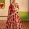 Womens Siddhartha Bansal | 3D Embroidered Burgundy Lehenga Set