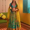 Womens Siddhartha Bansal | Aqua Turquoise Ombre Embroidered Lehenga Set