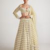 Bridal Vvani by Vani Vats | Fern Green Chandelier Pearl Drop Heavy Lehenga Set