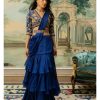 Womens Paulmi u0026 Harsh | Electric Blue Layered Sari Set