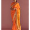 Womens House of Masaba | Orange Block Brocade Sari