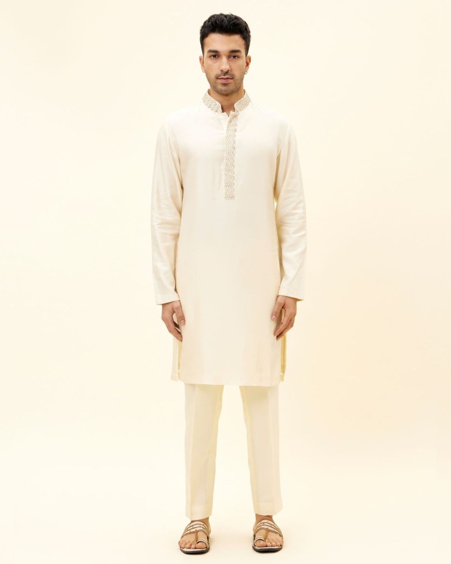 Mens SVA Menswear | Ivory Embroidered Kurta Set