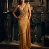 Womens Seema Gujral | Gold Wrap Around Sari Set