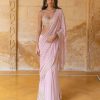 Womens Arpita Mehta | Baby Orchid Mirror U0026 Thread Embroidered Sari Set