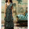 Womens Paulmi u0026 Harsh | Navy Blue Printed Sari Set