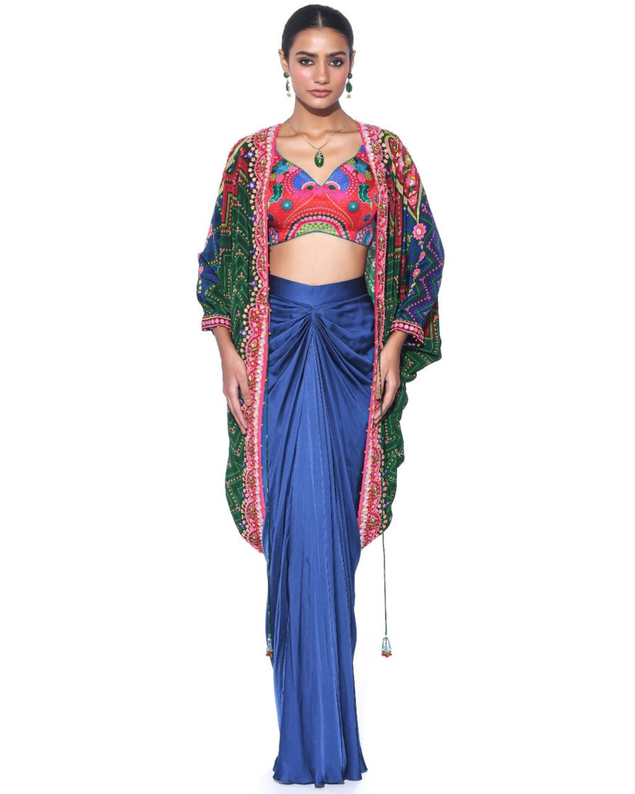 Womens Siddhartha Bansal | Jade Hand Embroidered Shrug Set