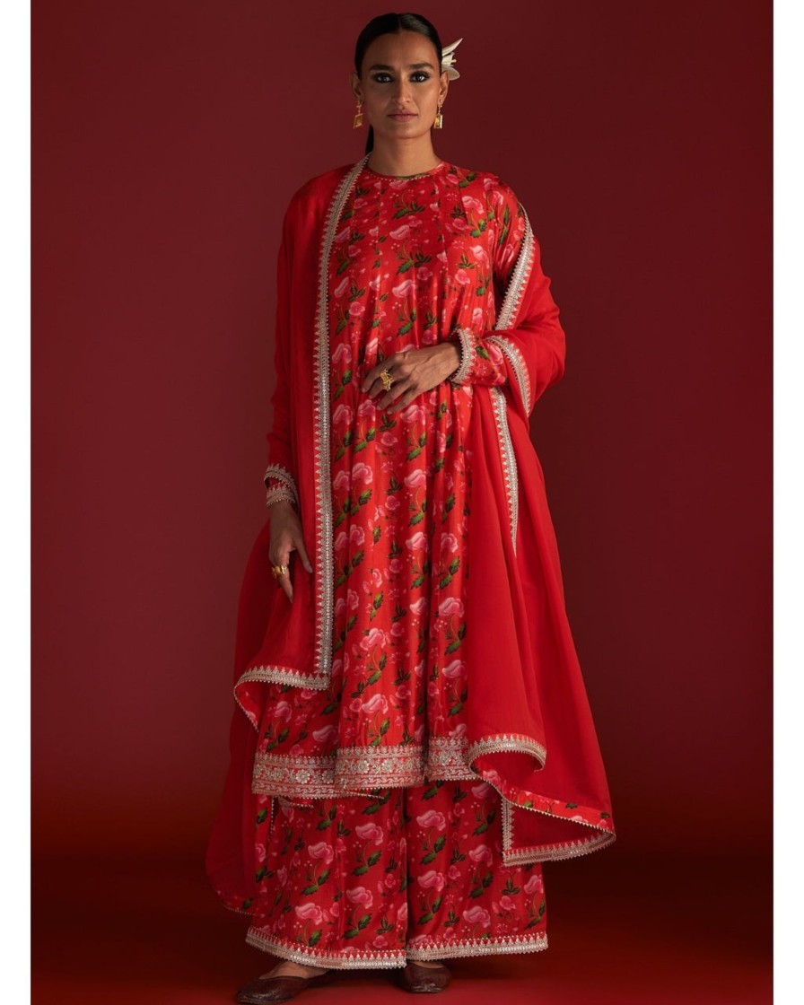 Womens House of Masaba | Red Rain Lily Culotte Set