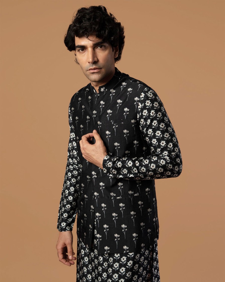 Mens House of Masaba Mens | Black Poppy Dew Bandi Set