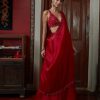 Womens Arpita Mehta | Red Organza Sharara With Hand Embroidered Drape Set