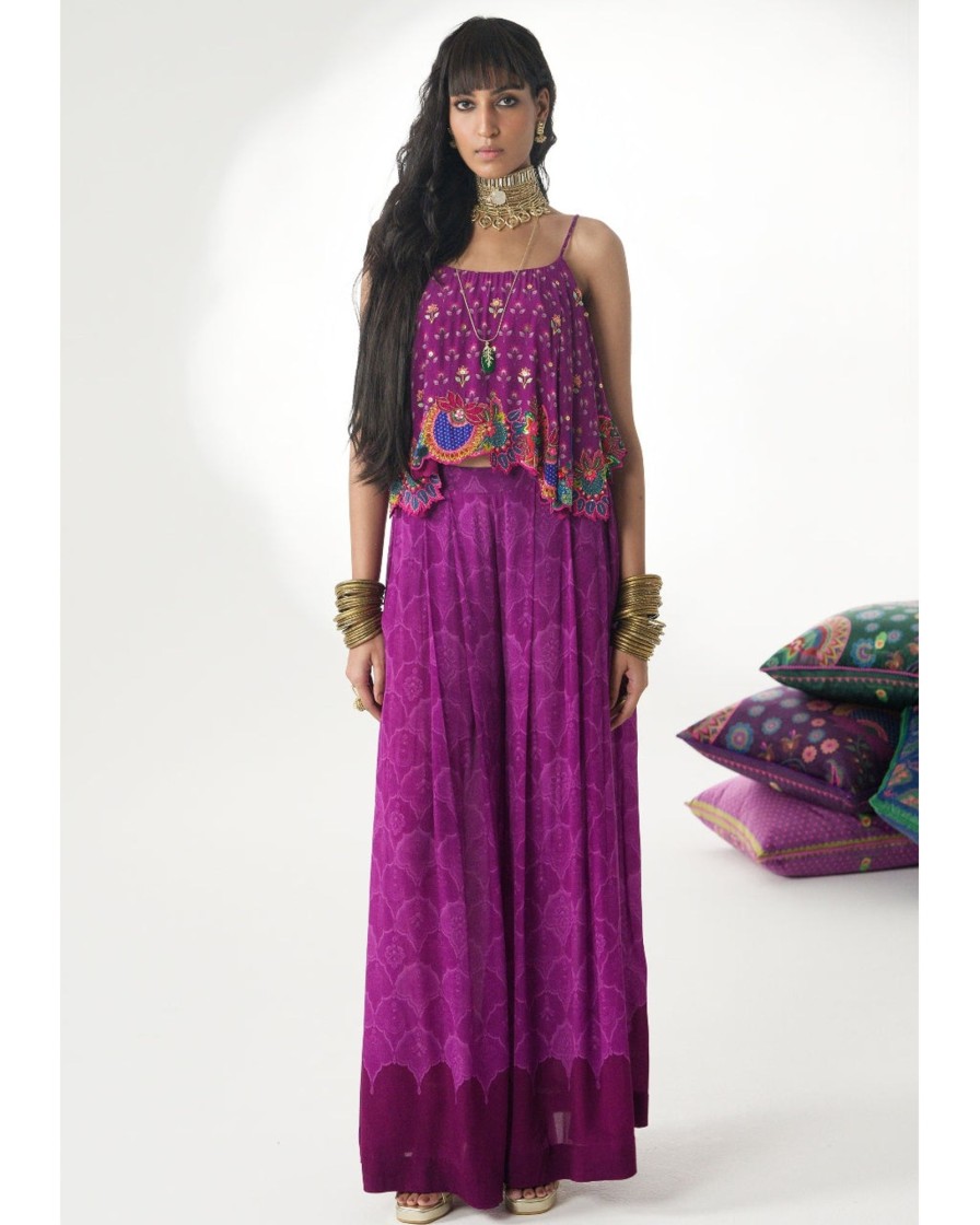 Womens Siddhartha Bansal | Purple Embroidered Co-Ord Set