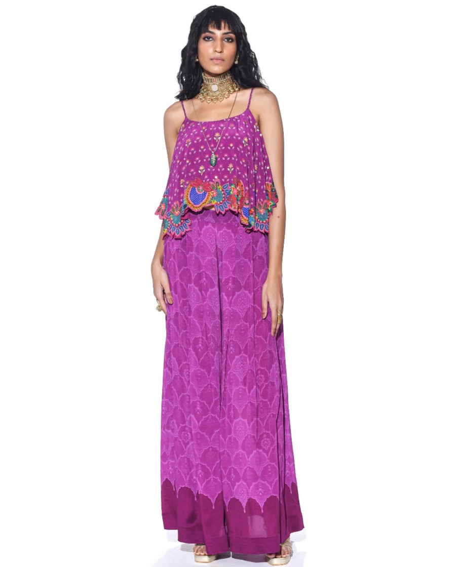 Womens Siddhartha Bansal | Purple Embroidered Co-Ord Set