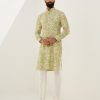 Mens Arjan Dugal | Forest Green Tropical Kurta Set