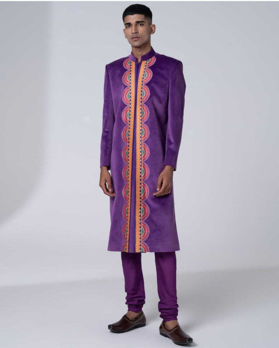 Mens Siddhartha Bansal Mens | Signature Purple Sherwani Set