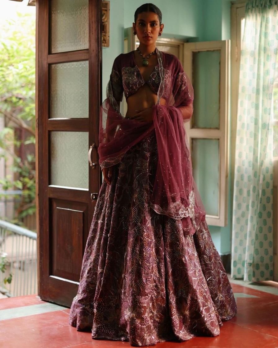 Bridal Geethika Kanumilli | Floral Foliage Lehenga Set