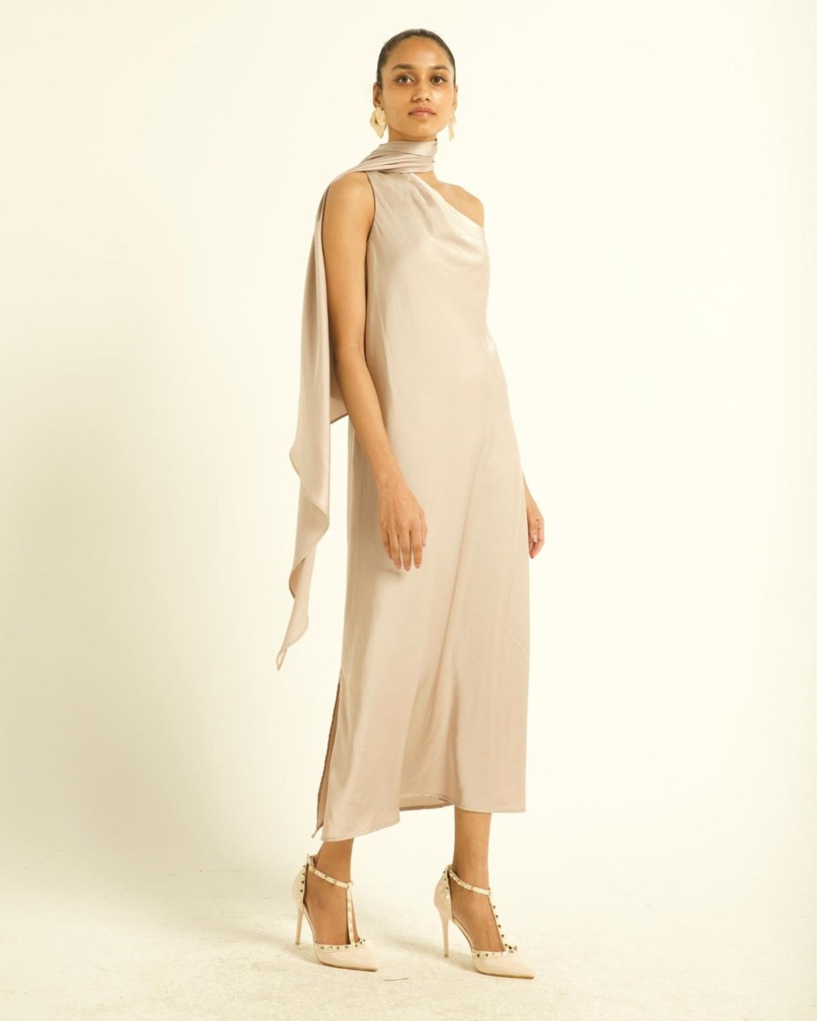 Womens Dash u0026 Dot | Champagne Draped Maxi