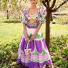 Womens Papa Don't Preach | Mosaic- Purple Printed And Embellished Half Lehenga