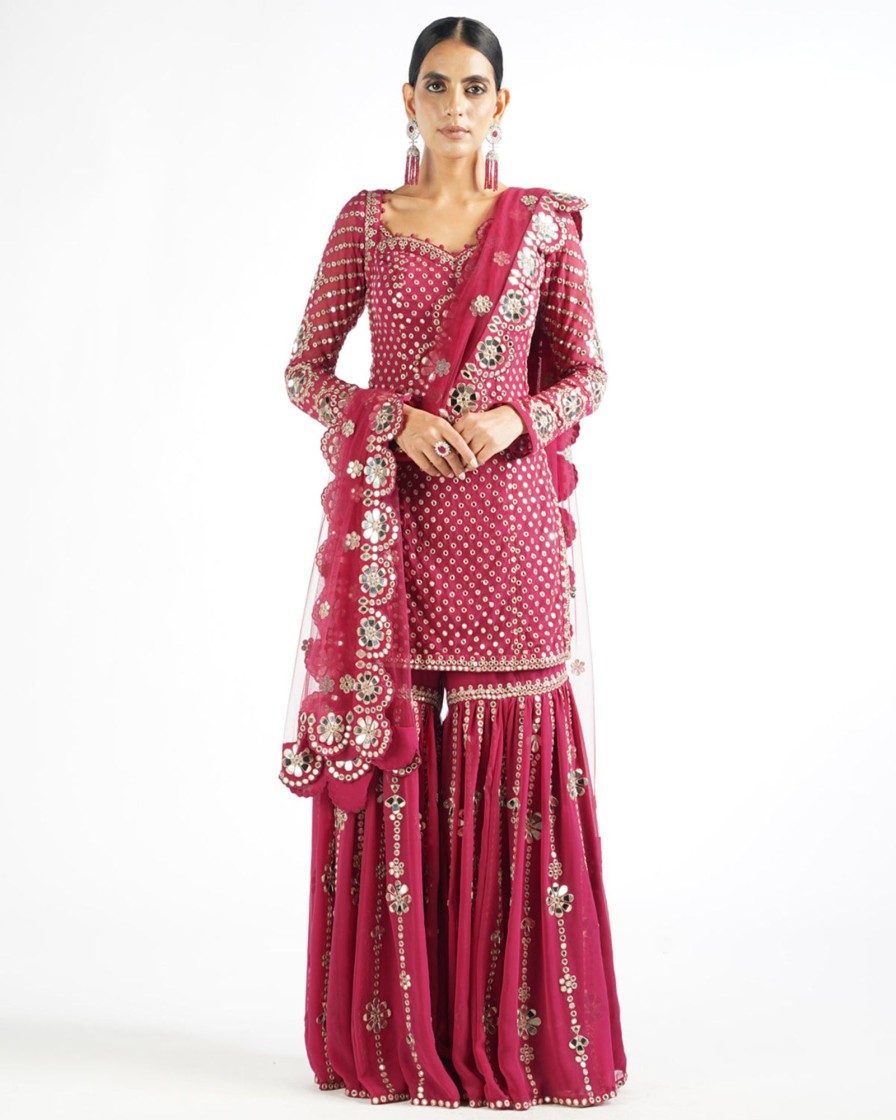 Womens Vvani by Vani Vats | Mellow Wine Sharara Set