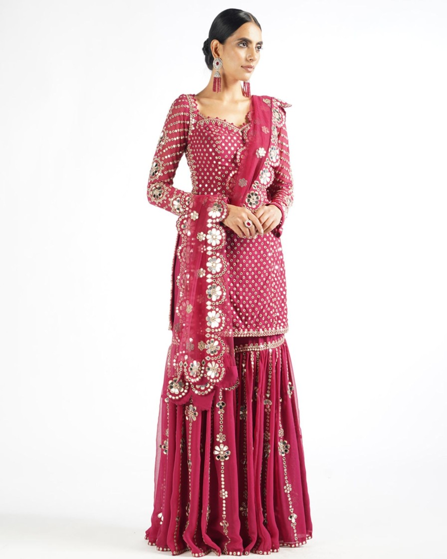 Womens Vvani by Vani Vats | Mellow Wine Sharara Set