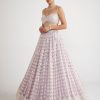 Bridal Vvani by Vani Vats | Powder Lilac Chandelier Pearl Drop Lehenga Set