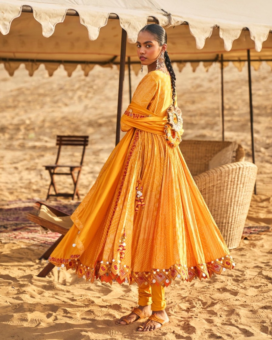 Womens Punit Balana | The Pakeezah Angarakha In Yellow