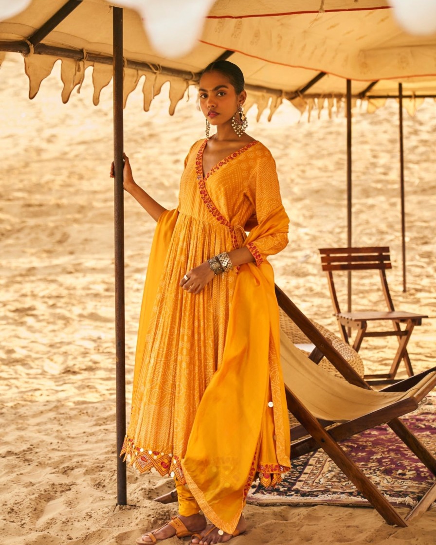 Womens Punit Balana | The Pakeezah Angarakha In Yellow