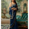 Womens Paulmi u0026 Harsh | Deep Blue Embroidered Sari Set