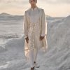 Mens Seema Gujral Mens | Off-White Mirror Work Sherwani Set