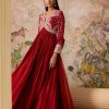 Womens Ridhi Mehra | Red Ochre Sway Anarkali Set