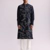 Mens Country Made | Navy Shadow Camo Hand Embroidered Kurta Set