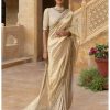 Womens Arpita Mehta | Gold Tissue U0026 Georgette Sari Set