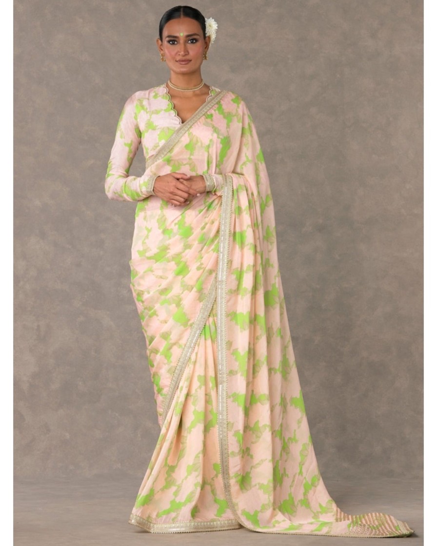 Womens House of Masaba | Mint Candy Swirl Sari Set