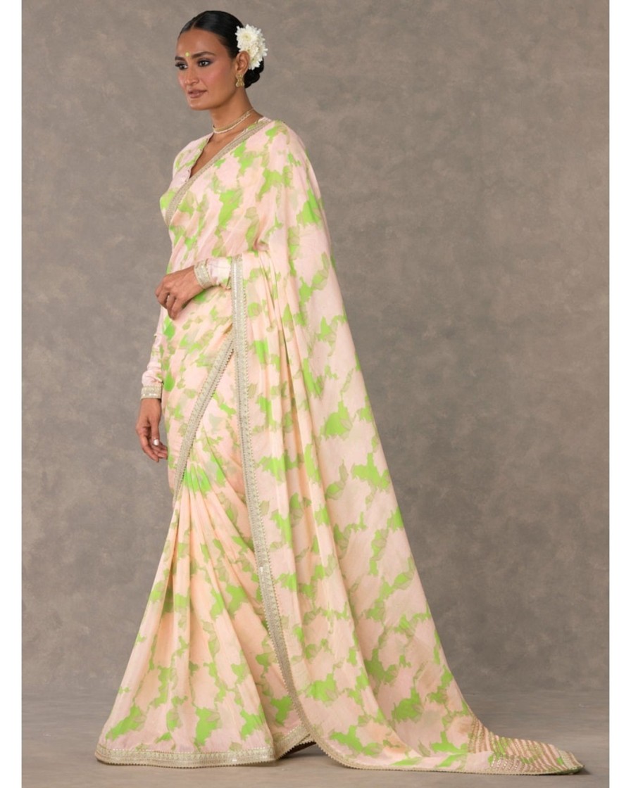 Womens House of Masaba | Mint Candy Swirl Sari Set