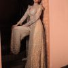 Womens Kalighata | Shimmer Gray Jacket Sharara Set